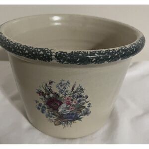 Home and Garden Party "Splendor" Floral Design Crock Style Bowl Smooth Edge